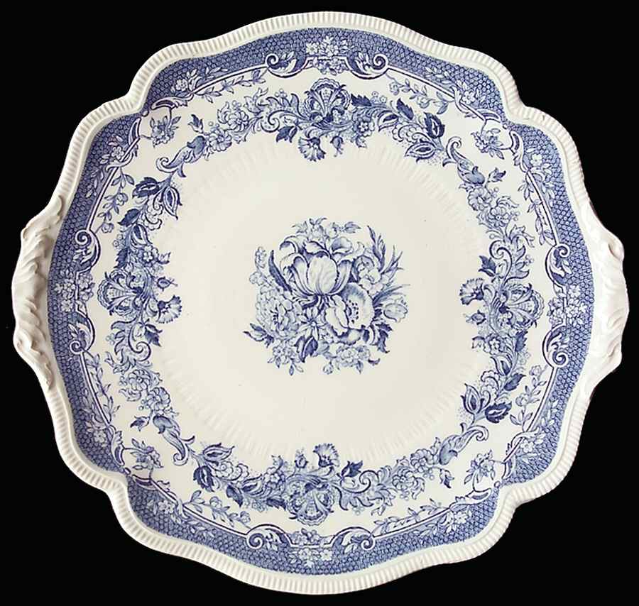 Persian Tulip Blue Handled Cake Plate by Johnson Brothers-1