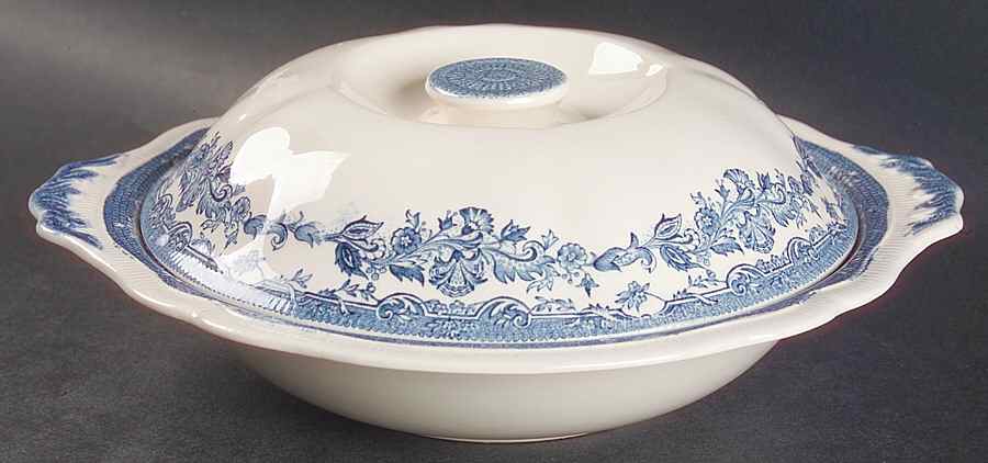 Persian Tulip Blue Round Covered Vegetable by Johnson Brothers-1