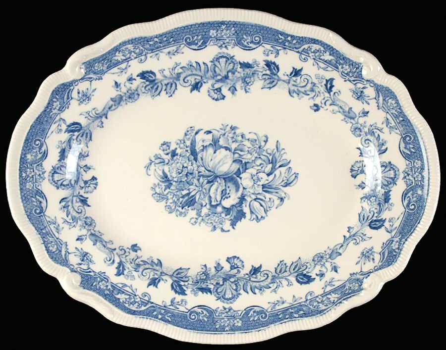 Persian Tulip Blue 10" Oval Serving Platter by Johnson Brothers-1