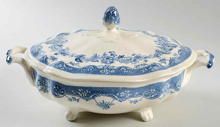 Persian Tulip Blue Oval Covered Vegetable by Johnson Brothers-1
