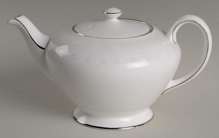 Pirouette White & Blue Teapot & Lid by Johnson Brothers-1