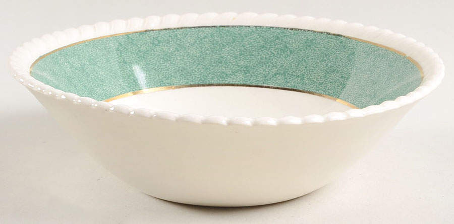 Powder Border Green & White Coupe Cereal Bowl by Johnson Brothers-1