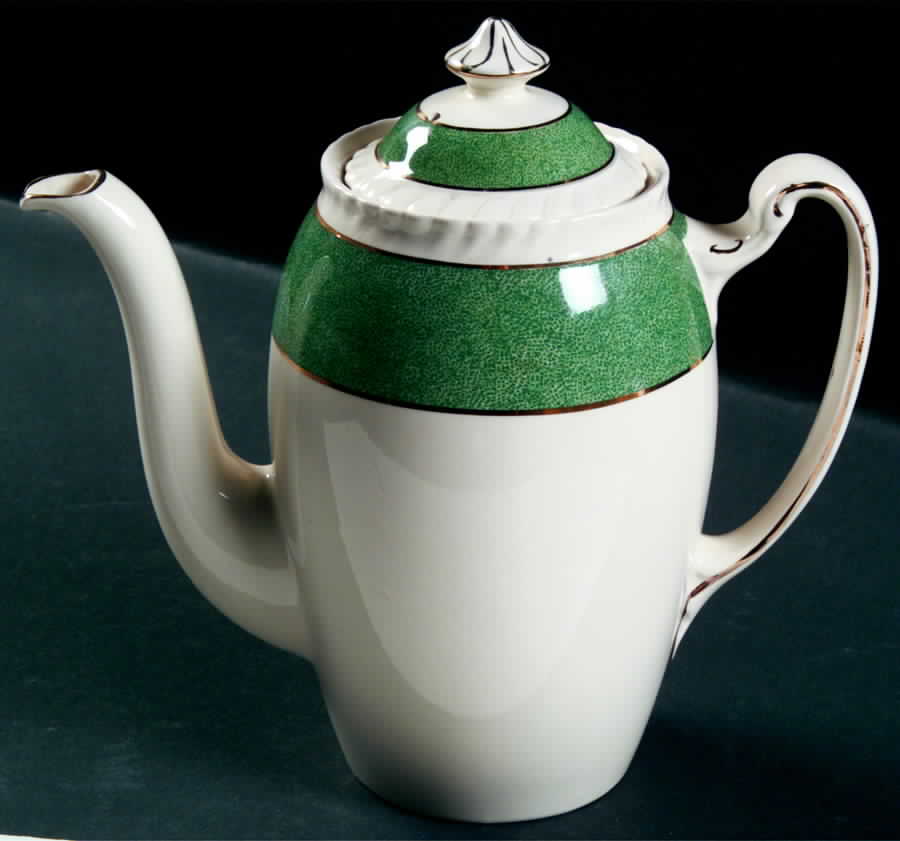 Powder Border Green & White Coffee Pot & Lid by Johnson Brothers-1