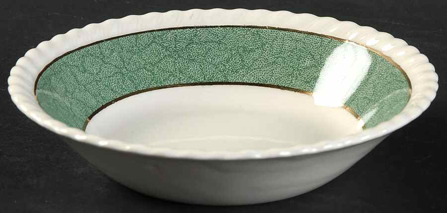 Powder Border Green & White Fruit/Dessert (Sauce) Bowl by Johnson Brothers-1