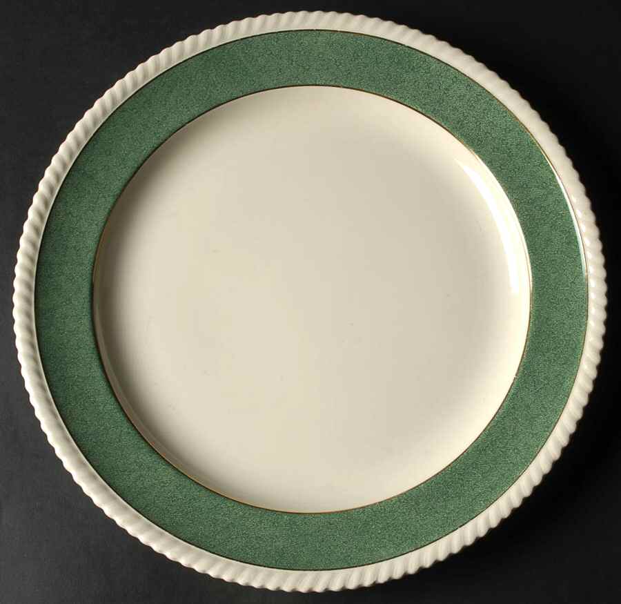 Powder Border Green & White 12" Chop Plate (Round Platter) by Johnson Brothers-1