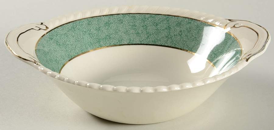 Powder Border Green & White Lugged Cereal Bowl by Johnson Brothers-1