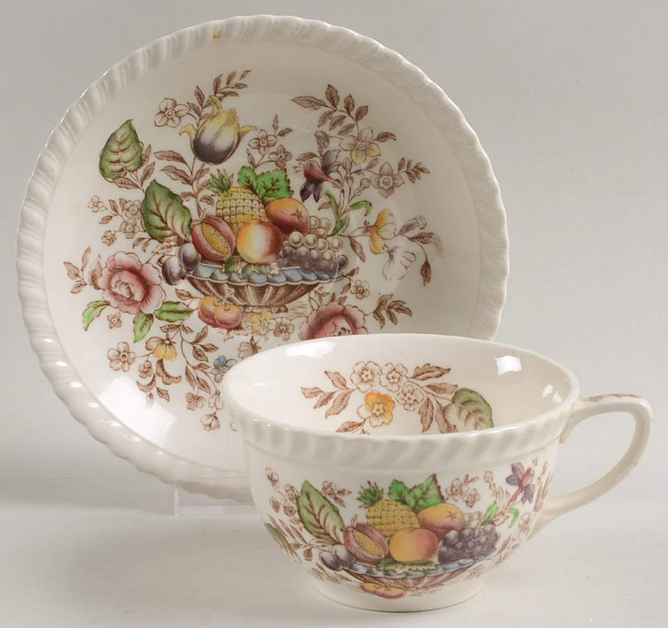 Pomona (Old English) Flat Cup & Saucer Set by Johnson Brothers-1