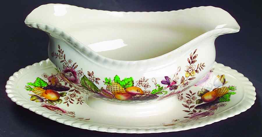 Pomona (Old English) Gravy Boat with Attached Underplate by Johnson Brothers-1
