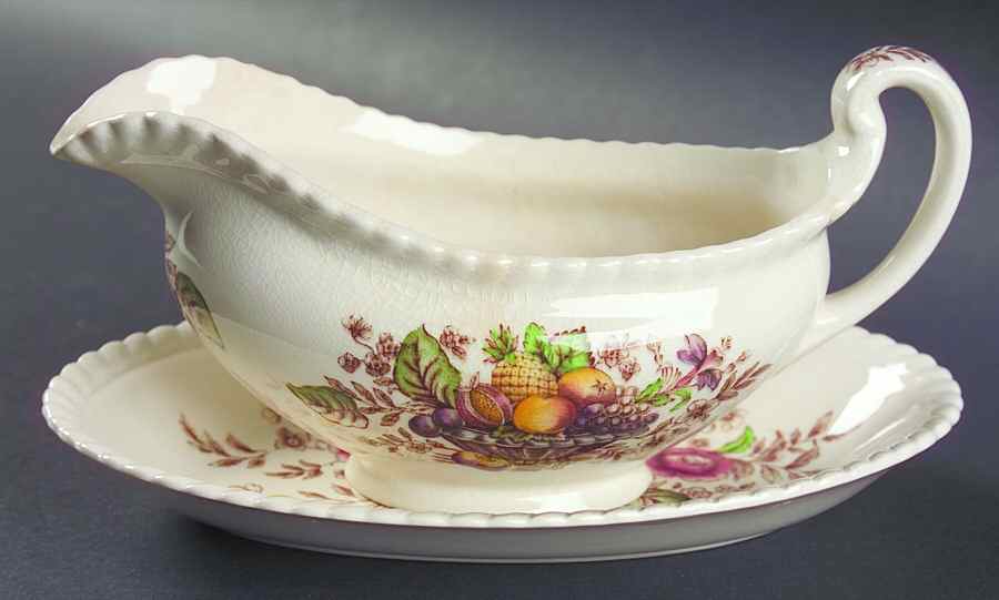 Pomona (Old English) Gravy Boat & Underplate/Relish by Johnson Brothers-1