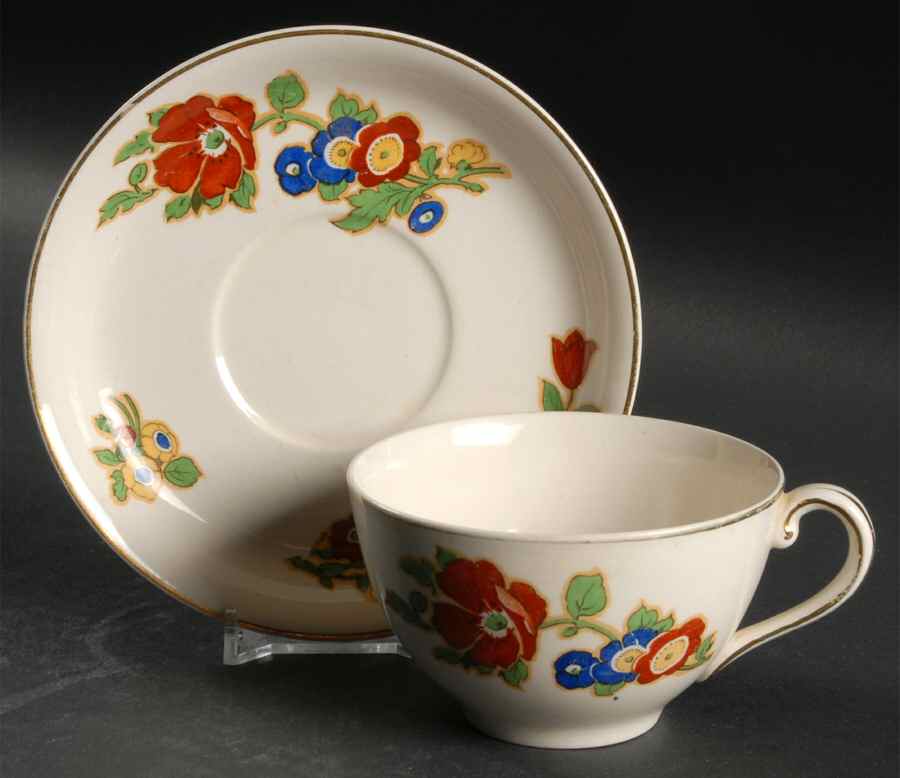 Poppy Flat Cup & Saucer Set by Johnson Brothers-1