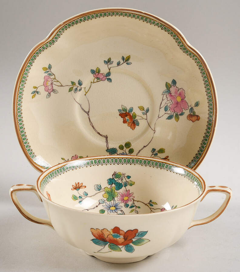 Princess Mary Flat Cream Soup Bowl & Saucer Set by Johnson Brothers-1