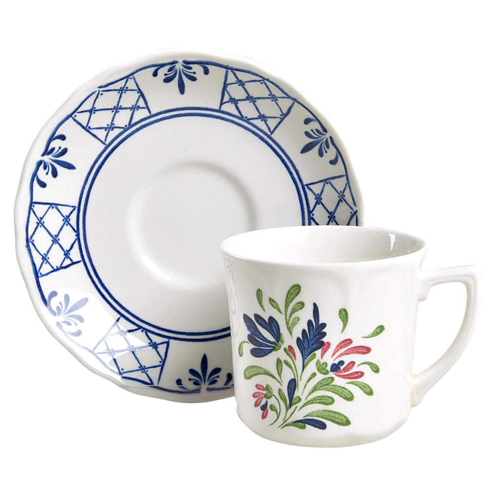 Provincial (Scalloped Edge) Flat Cup & Saucer Set by Johnson Brothers-1