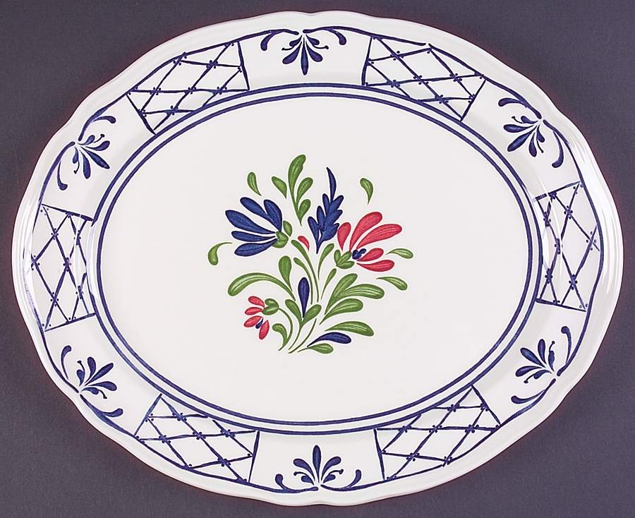 Provincial (Scalloped Edge) 14" Oval Serving Platter by Johnson Brothers-1