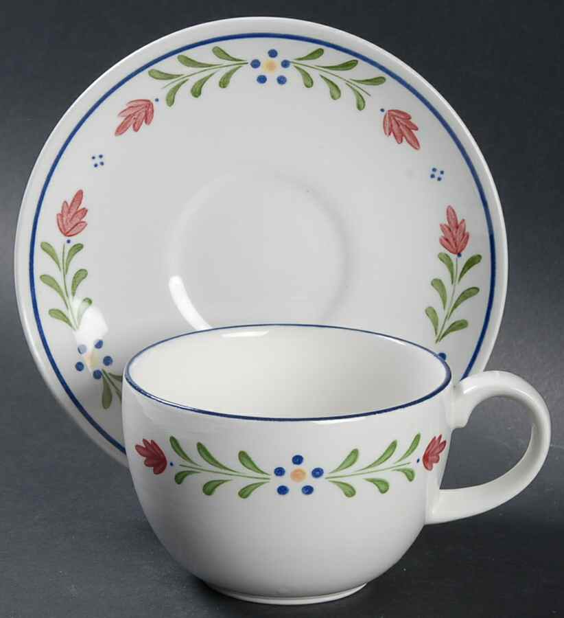 Provincial (Smooth Edge) Flat Cup & Saucer Set by Johnson Brothers-1