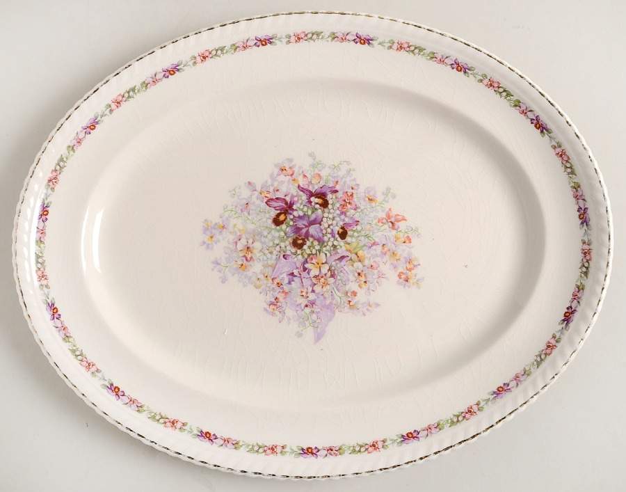 Queen's Bouquet 14" Oval Serving Platter by Johnson Brothers-1