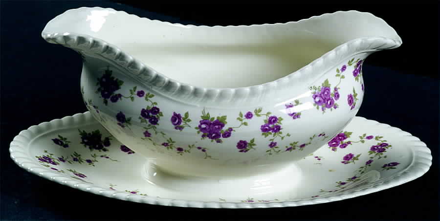 Rambler Rose Gravy Boat with Attached Underplate by Johnson Brothers-1