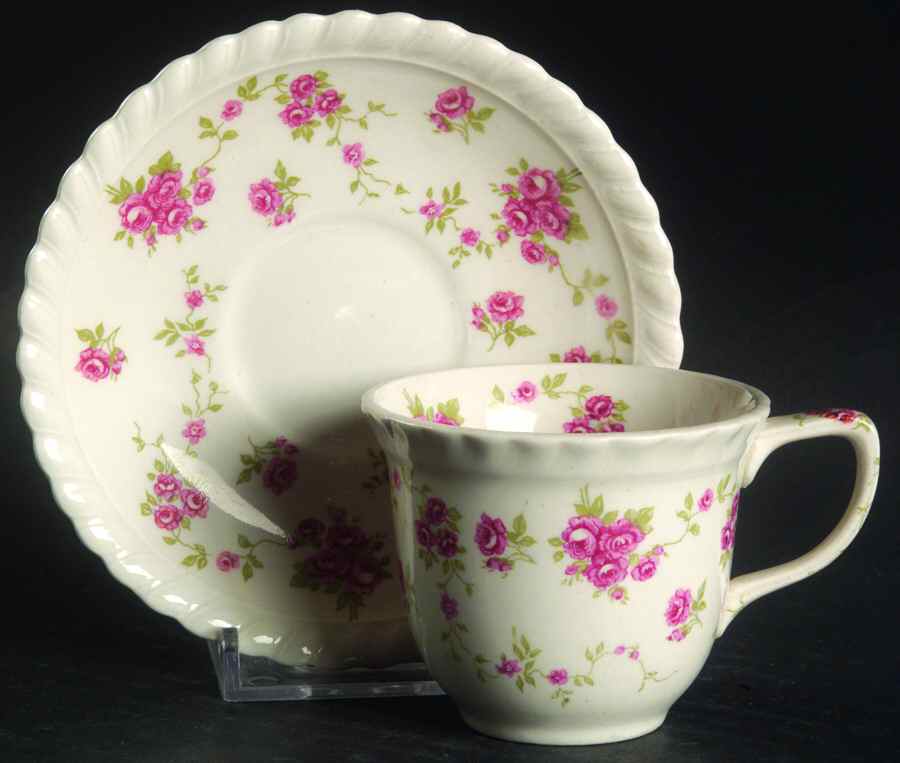 Rambler Rose Flat Demitasse Cup & Saucer Set by Johnson Brothers-1