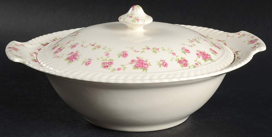 Rambler Rose Round Covered Vegetable by Johnson Brothers-1