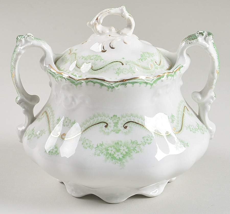 Regis Green Sugar Bowl & Lid by Johnson Brothers-1
