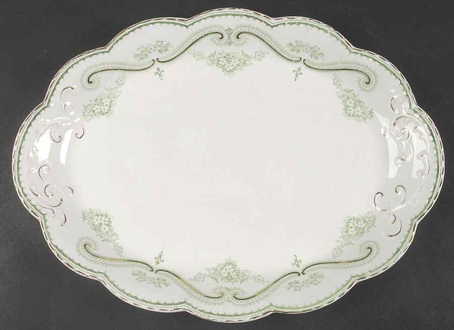 Regis Green 14" Oval Serving Platter by Johnson Brothers-1