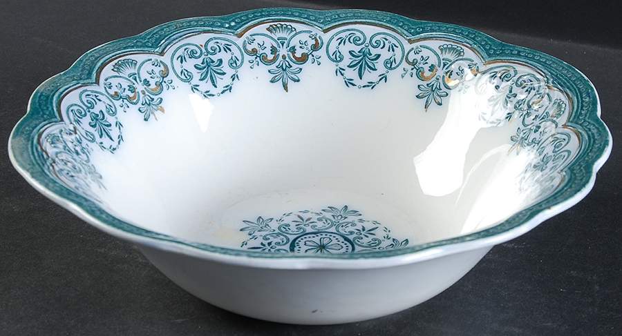 Regent (Aqua Design, Gold Accent) 8" Round Vegetable Bowl by Johnson Brothers-1