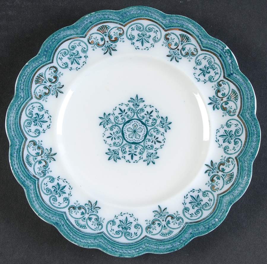 Regent (Aqua Design, Gold Accent) Dessert/Pie Plate by Johnson Brothers-1