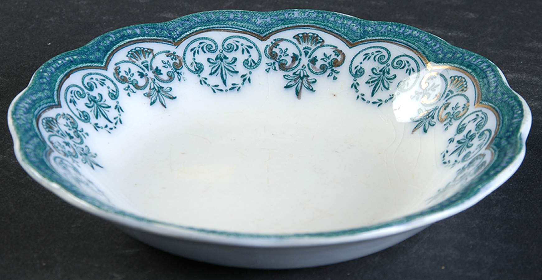 Regent (Aqua Design, Gold Accent) Fruit/Dessert (Sauce) Bowl by Johnson Brothers-1
