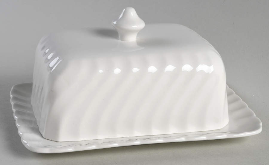 Regency (Made in England, Earthenware Ironstone) Square Covered Butter by Johnson Brothers-1