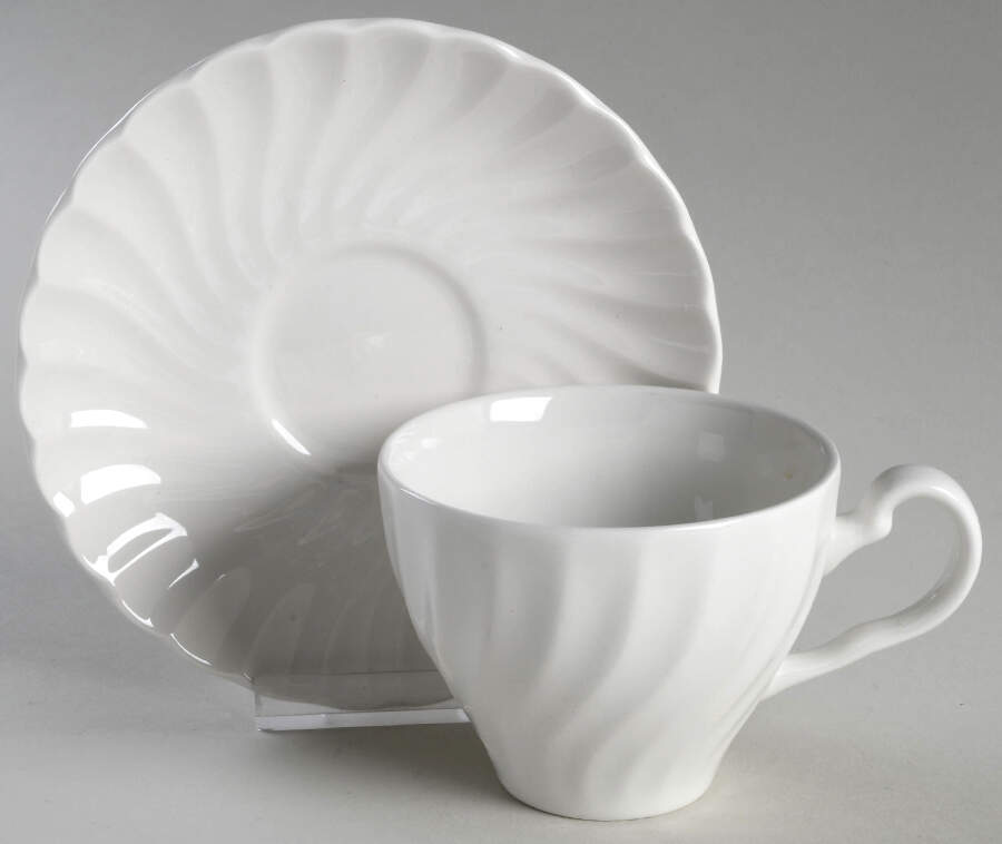 Regency (Made in England, Earthenware Ironstone) Flat Cup & Saucer Set by Johnson Brothers-1