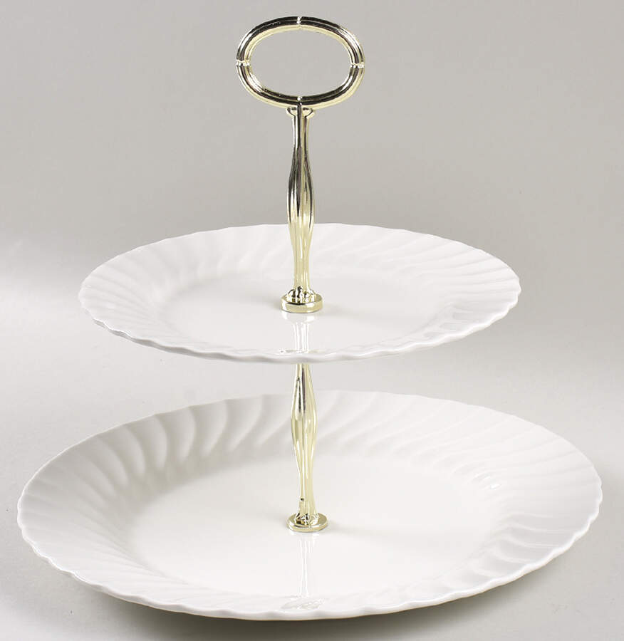 Regency (Made in England, Earthenware Ironstone) 6 5/8"-10"  2 Tiered Serving Tray (Dp, Sp) HC by Johnson Brothers-1