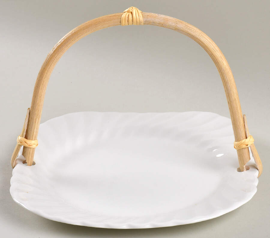 Regency (Made in England, Earthenware Ironstone) 5 3/8"-5 5/8" Bamboo Handled Serving Plate  HC by Johnson Brothers-1