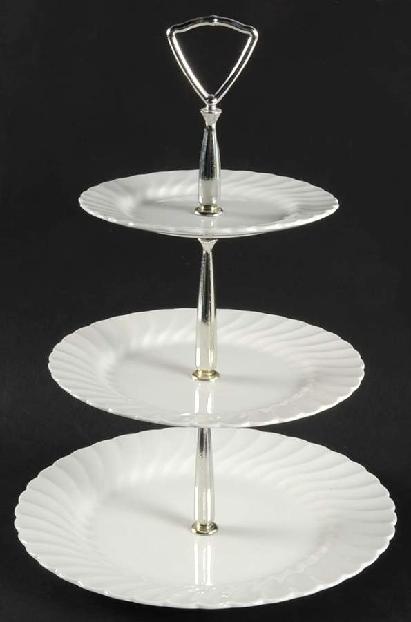 Regency (Made in England, Earthenware Ironstone) 3-Tiered Serving Tray (DP, SP, BB) by Johnson Brothers-1