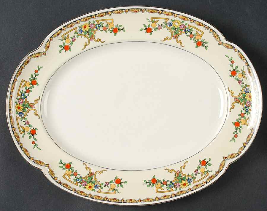 Riviera (Multicolor Flowers) 10" Oval Serving Platter by Johnson Brothers-1