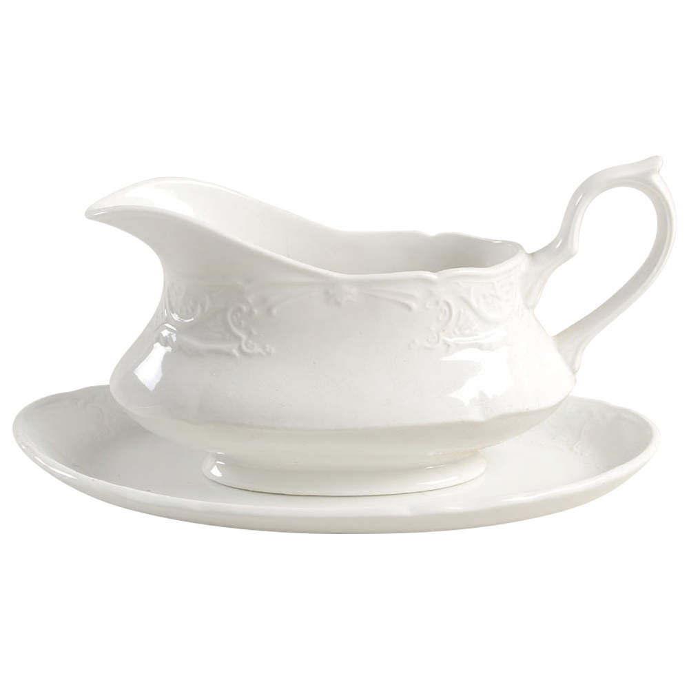 Richmond White Gravy Boat & Underplate/Relish by Johnson Brothers-1
