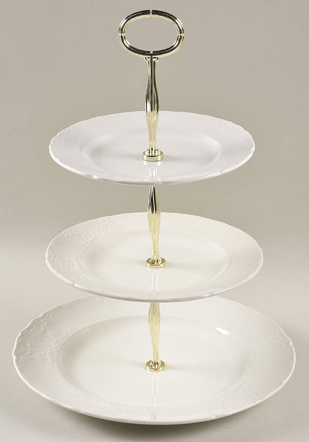 Richmond White 13 7/8"-14 1/4" 3-Tiered Serving Tray(DP,SP,BB) HC by Johnson Brothers-1