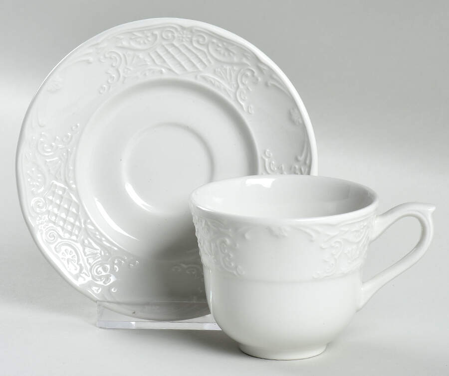 Richmond White Flat Demitasse Cup & Saucer Set by Johnson Brothers-1