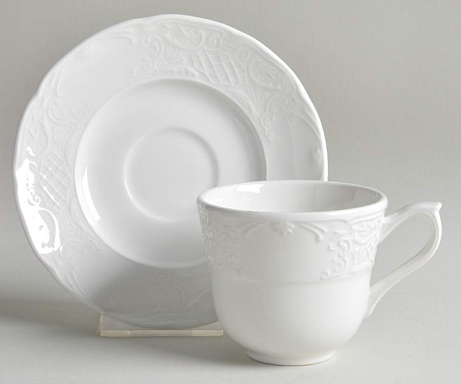 Richmond White Flat Continental Cup & Saucer Set by Johnson Brothers-1