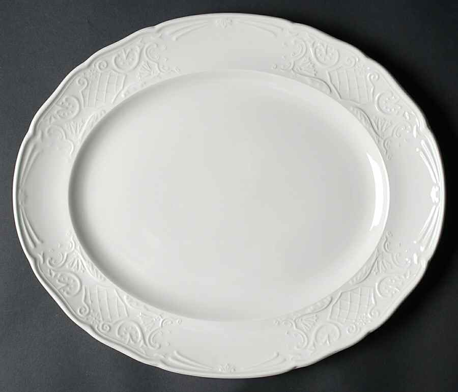 Richmond White 14" Oval Serving Platter by Johnson Brothers-1