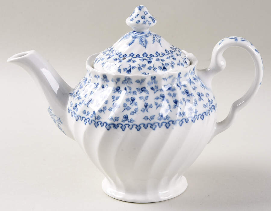 Rose Bouquet Blue Teapot & Lid by Johnson Brothers-1