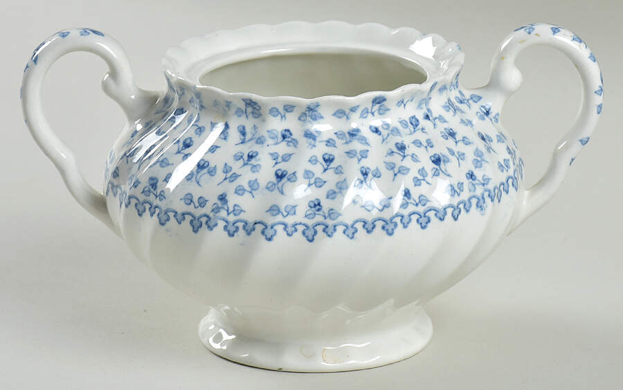 Rose Bouquet Blue Sugar Bowl No Lid by Johnson Brothers-1