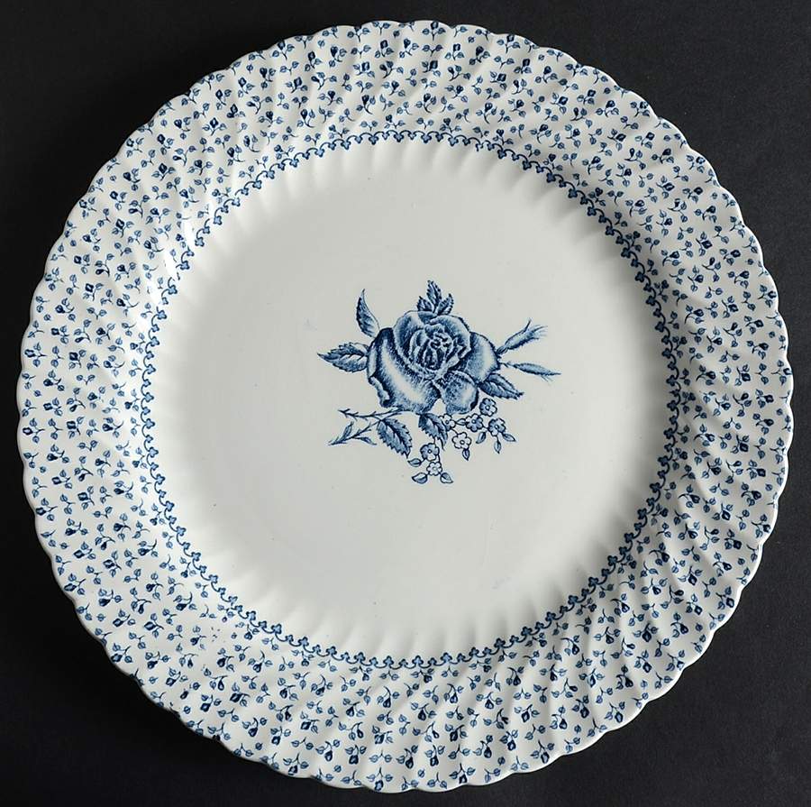 Rose Bouquet Blue 12" Chop Plate (Round Platter) by Johnson Brothers-1