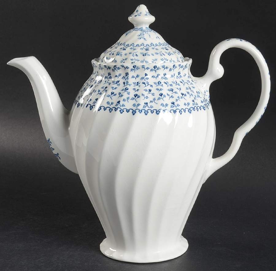 Rose Bouquet Blue Coffee Pot & Lid by Johnson Brothers-1