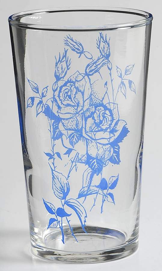 Rose Bouquet Blue Glassware Tall Tumbler by Johnson Brothers-1