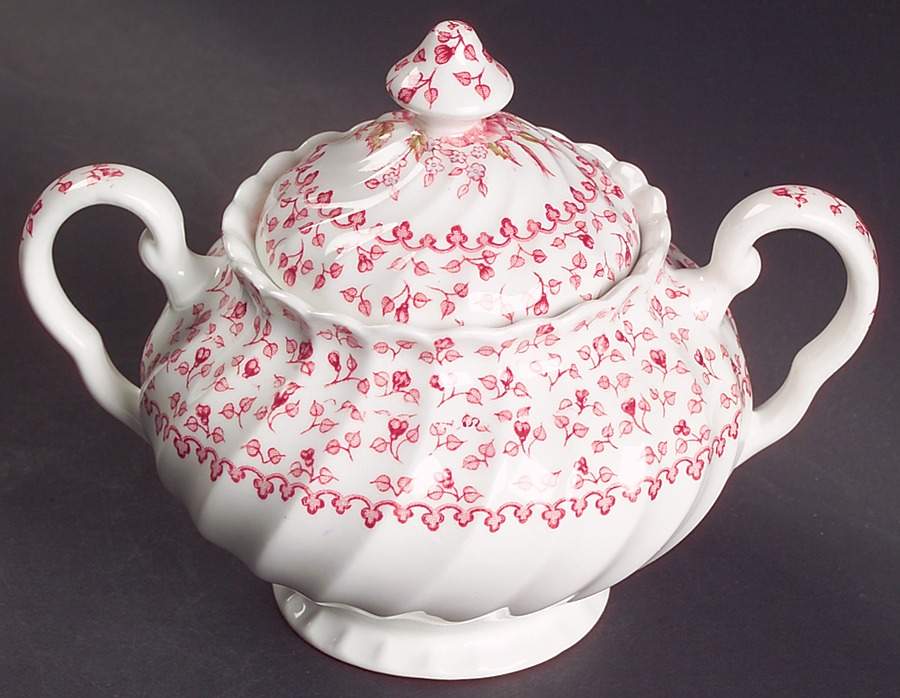 Rose Bouquet Pink Sugar Bowl & Lid by Johnson Brothers-1