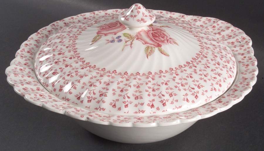 Rose Bouquet Pink Round Covered Vegetable by Johnson Brothers-1