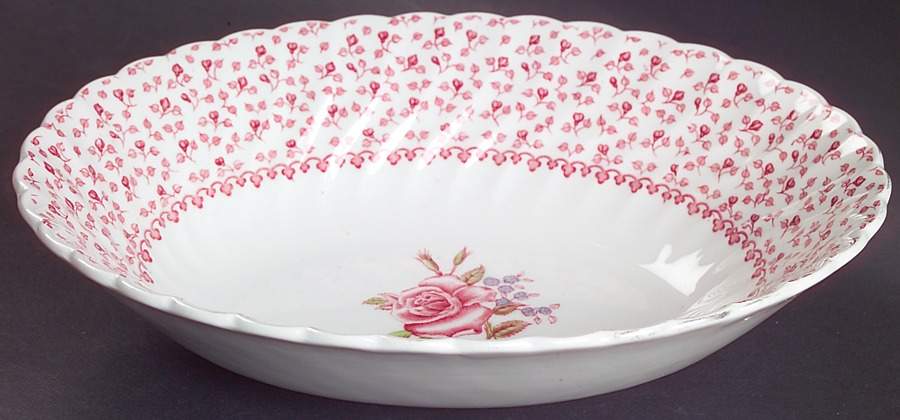Rose Bouquet Pink 9" Oval Vegetable Bowl by Johnson Brothers-1