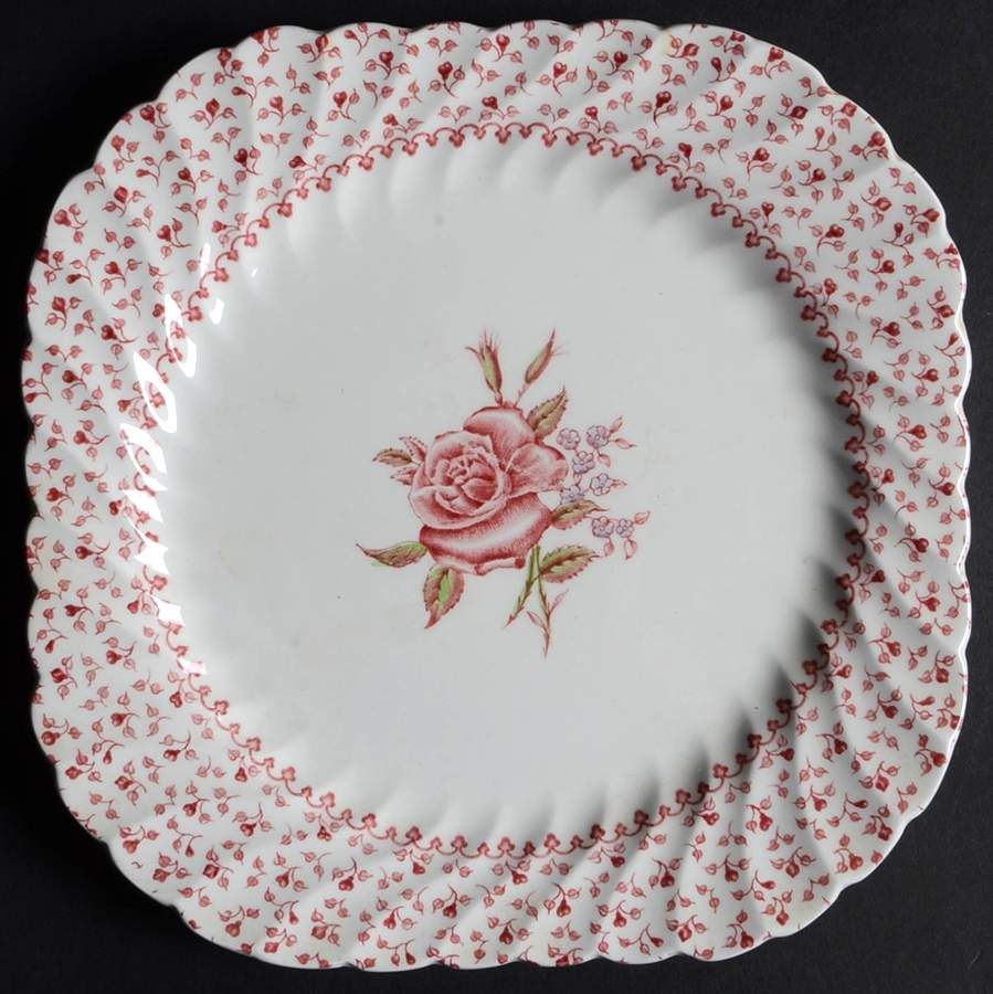 Rose Bouquet Pink Square Luncheon Plate by Johnson Brothers-1