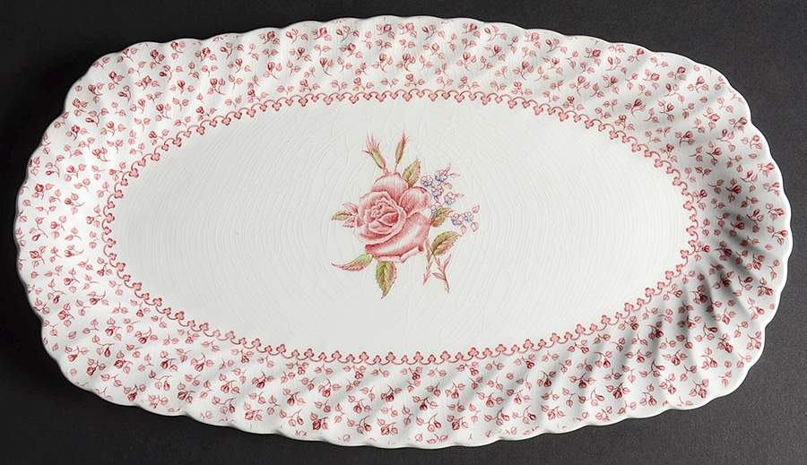 Rose Bouquet Pink Large Sandwich Tray by Johnson Brothers-1