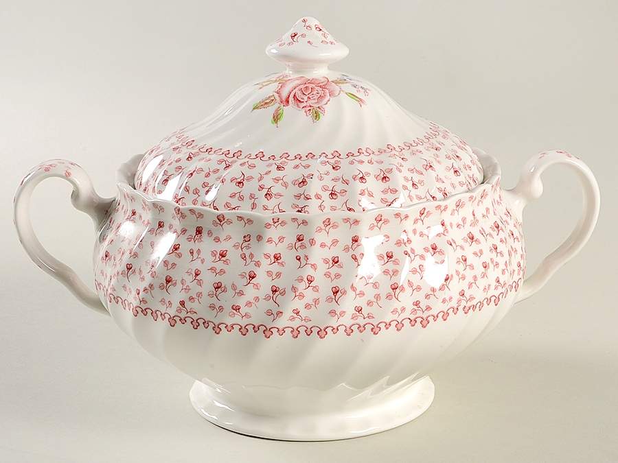 Rose Bouquet Pink Round Covered Vegetable by Johnson Brothers-1