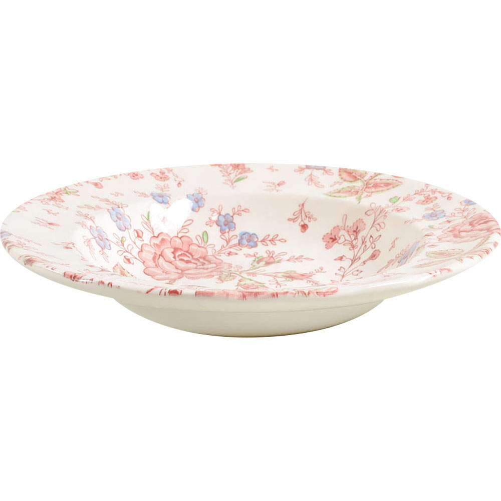 Rose Chintz Pink ("Made in England" Mark) Large Rim Soup Bowl by Johnson Brothers-1